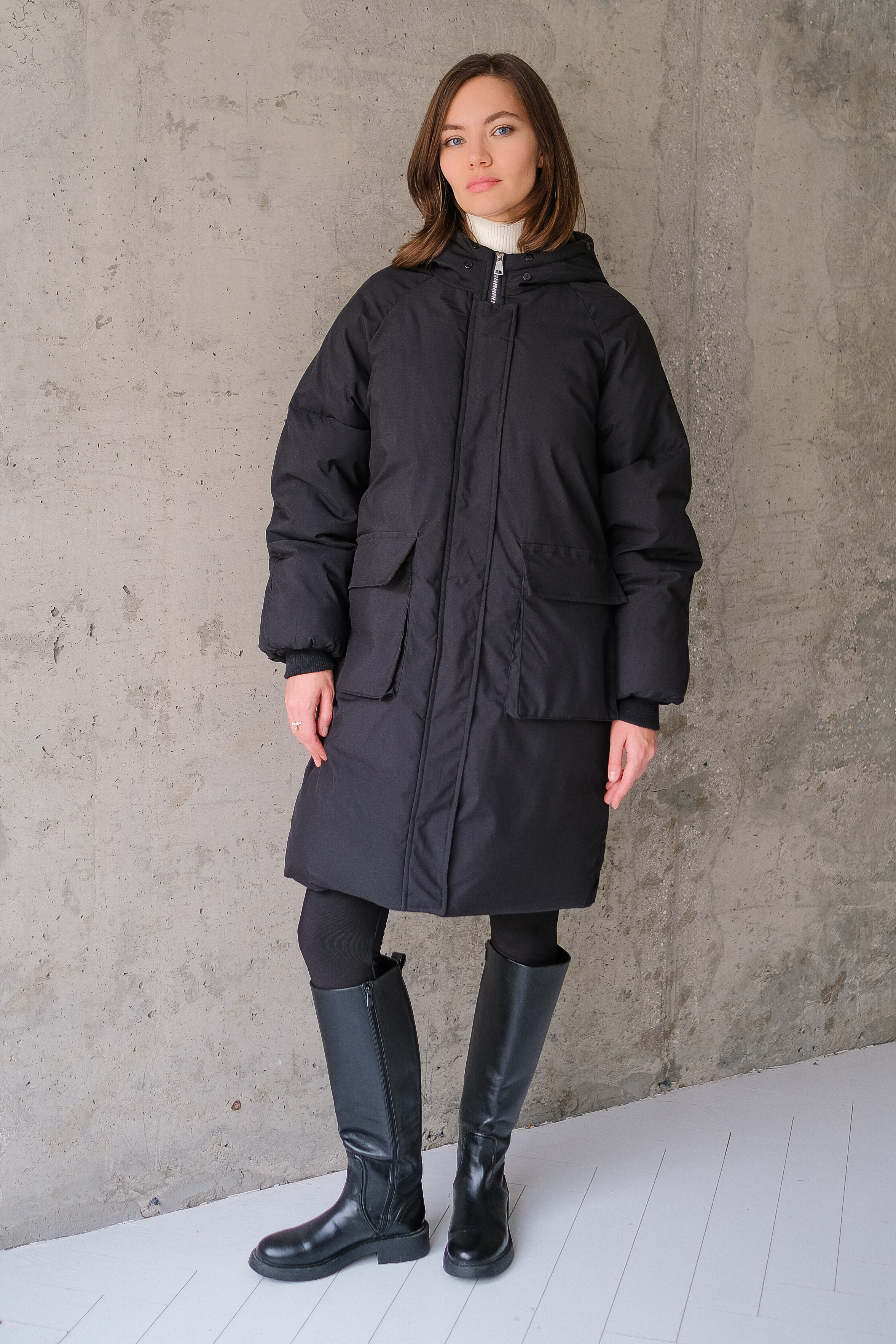 Куртка удлиненная с капюшоном 