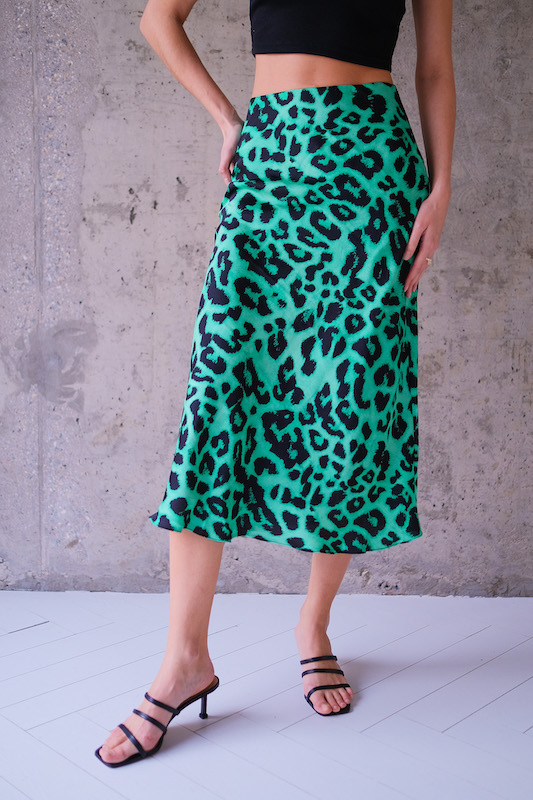 Юбка зеленый леопард