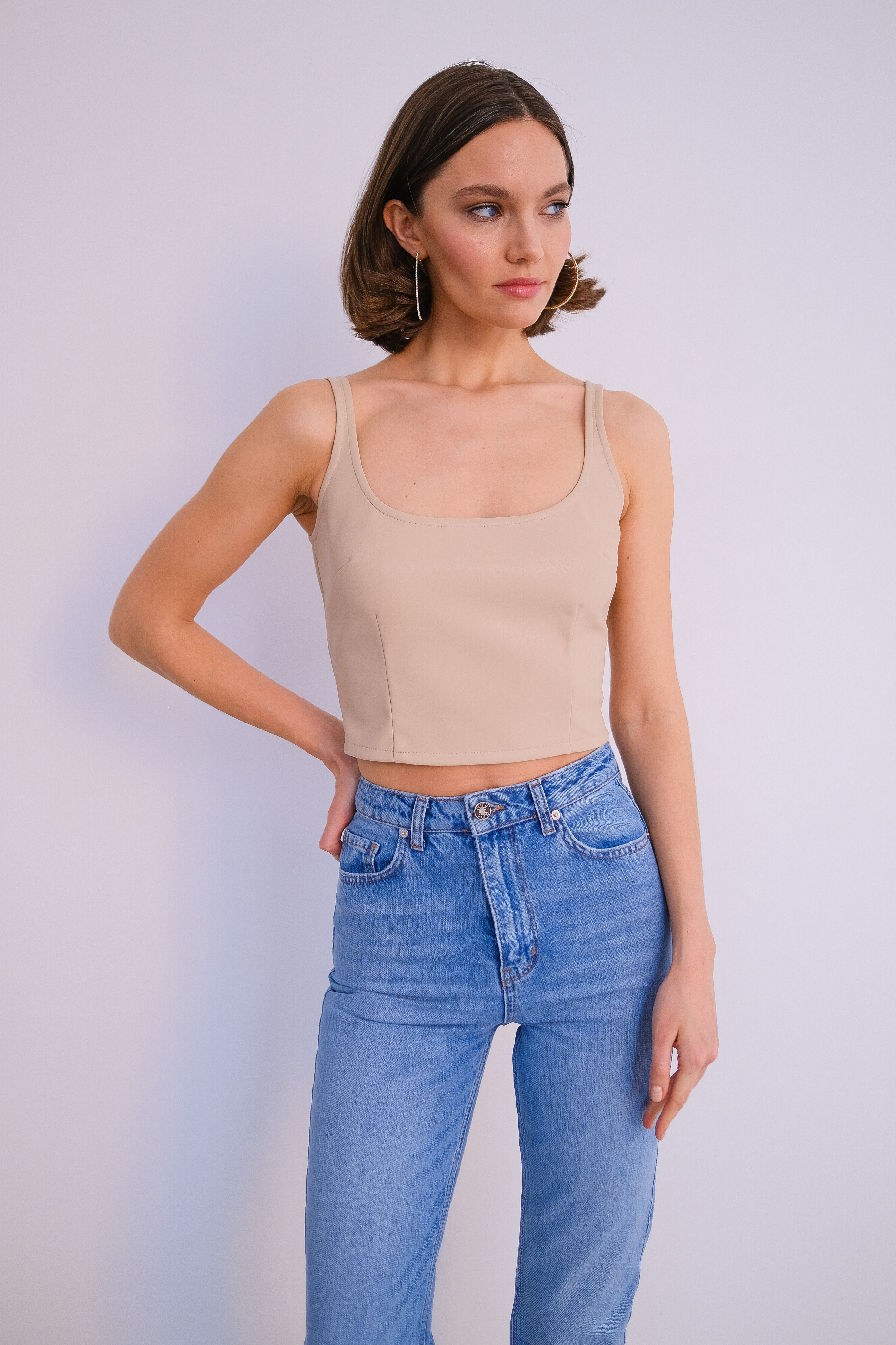 Топ эко кожа бежевый