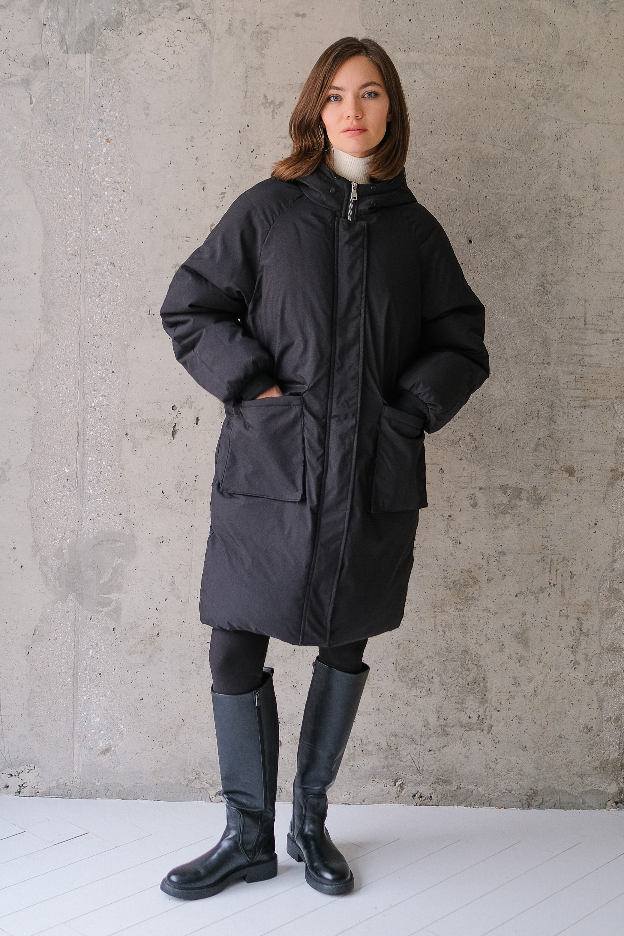 Куртка удлиненная с капюшоном 