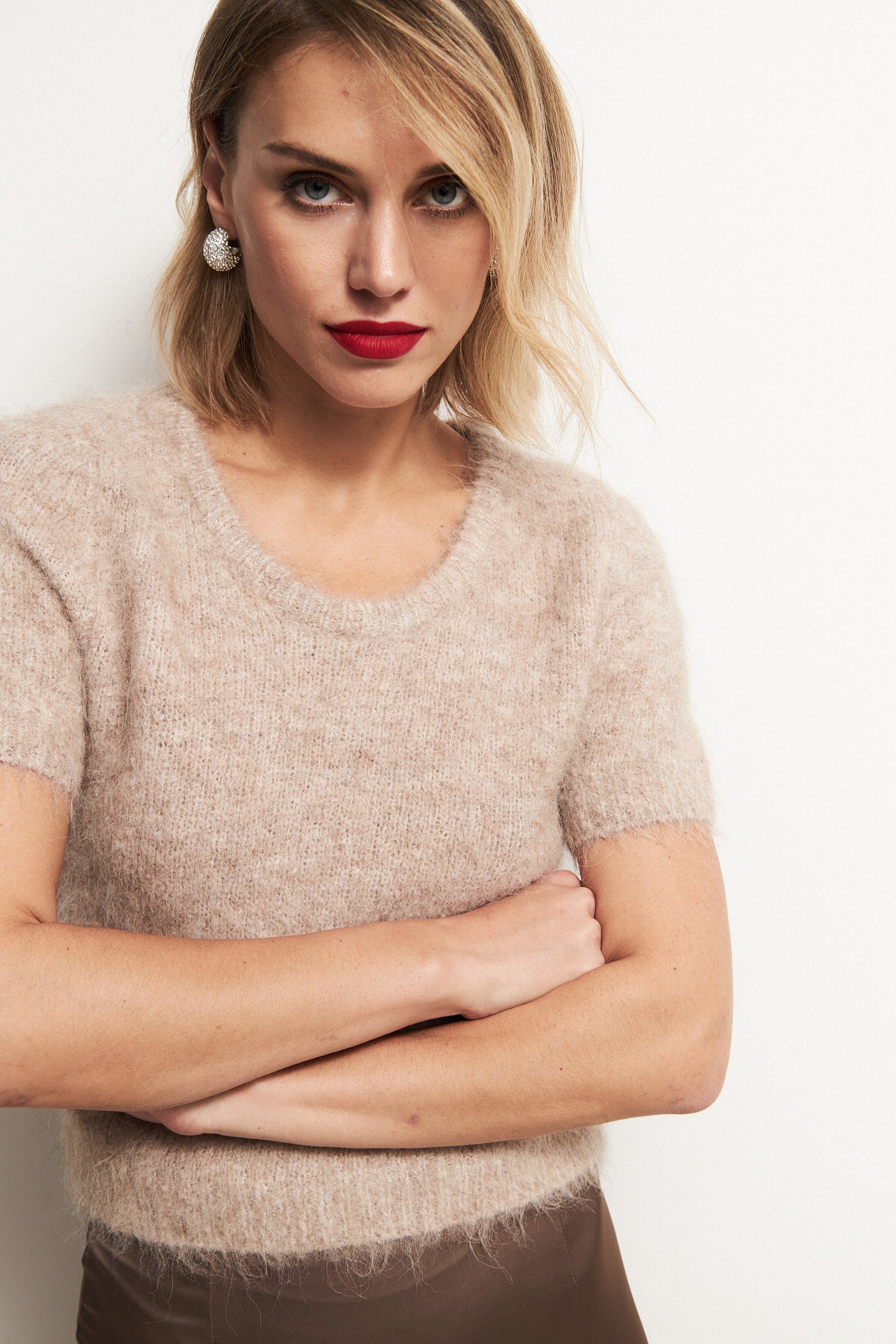 Джемпер с коротким рукавом из ангоры