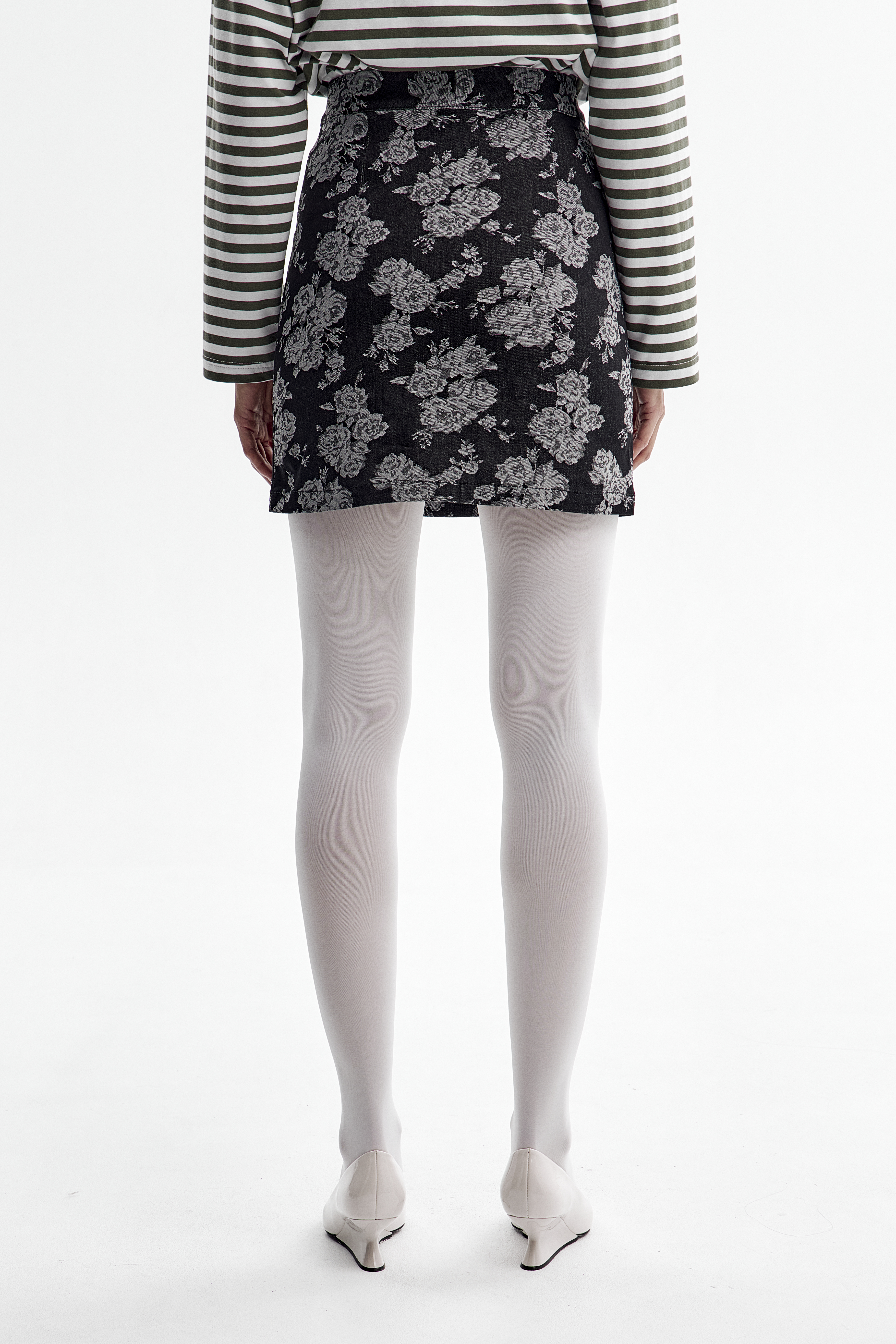 Юбка деним мини принт цветы