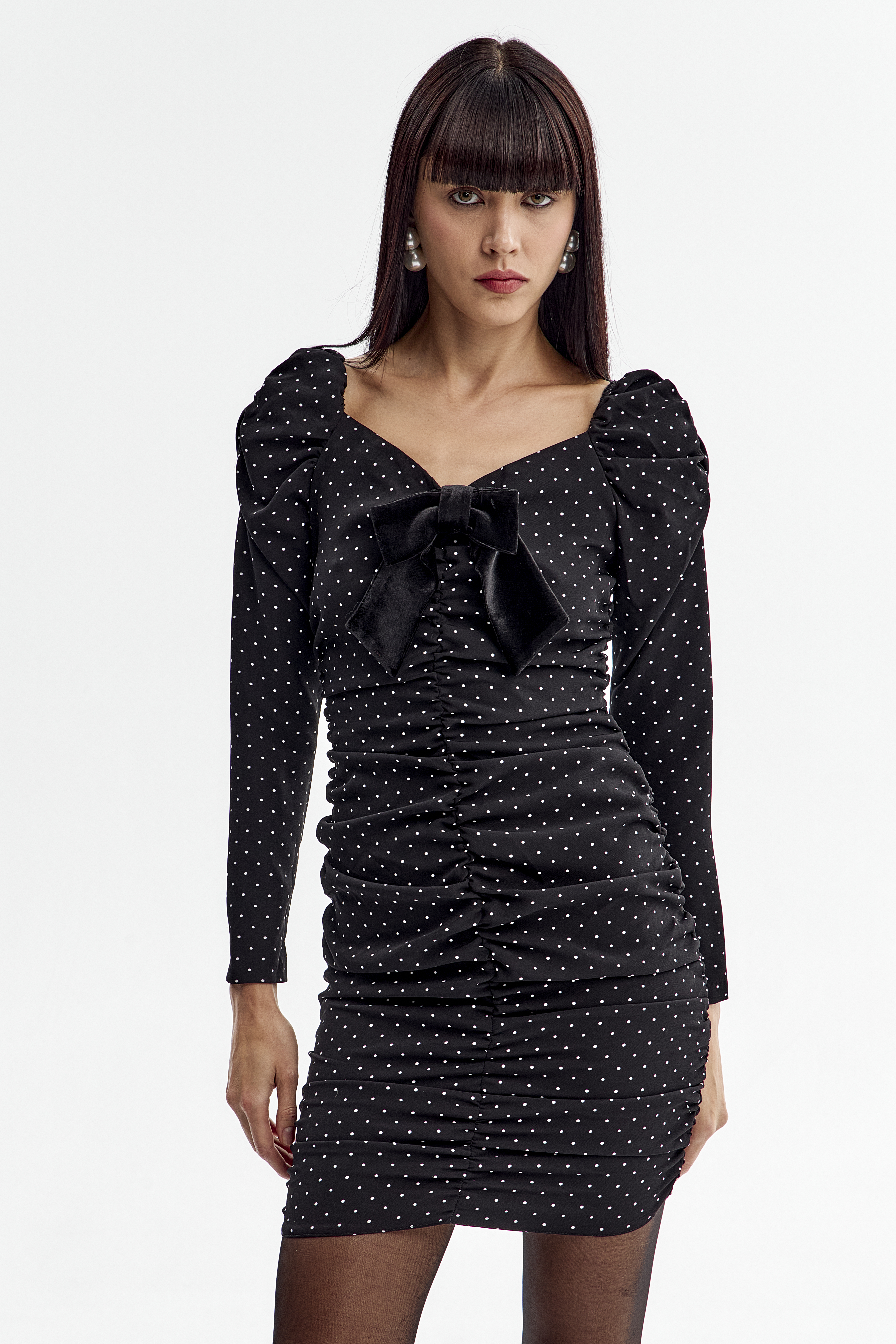 Платье мини драпированное