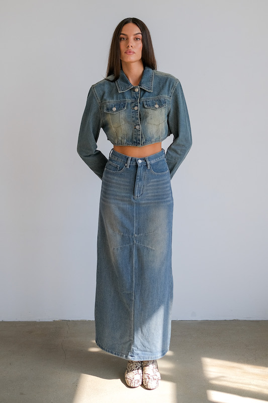 Юбка макси деним
