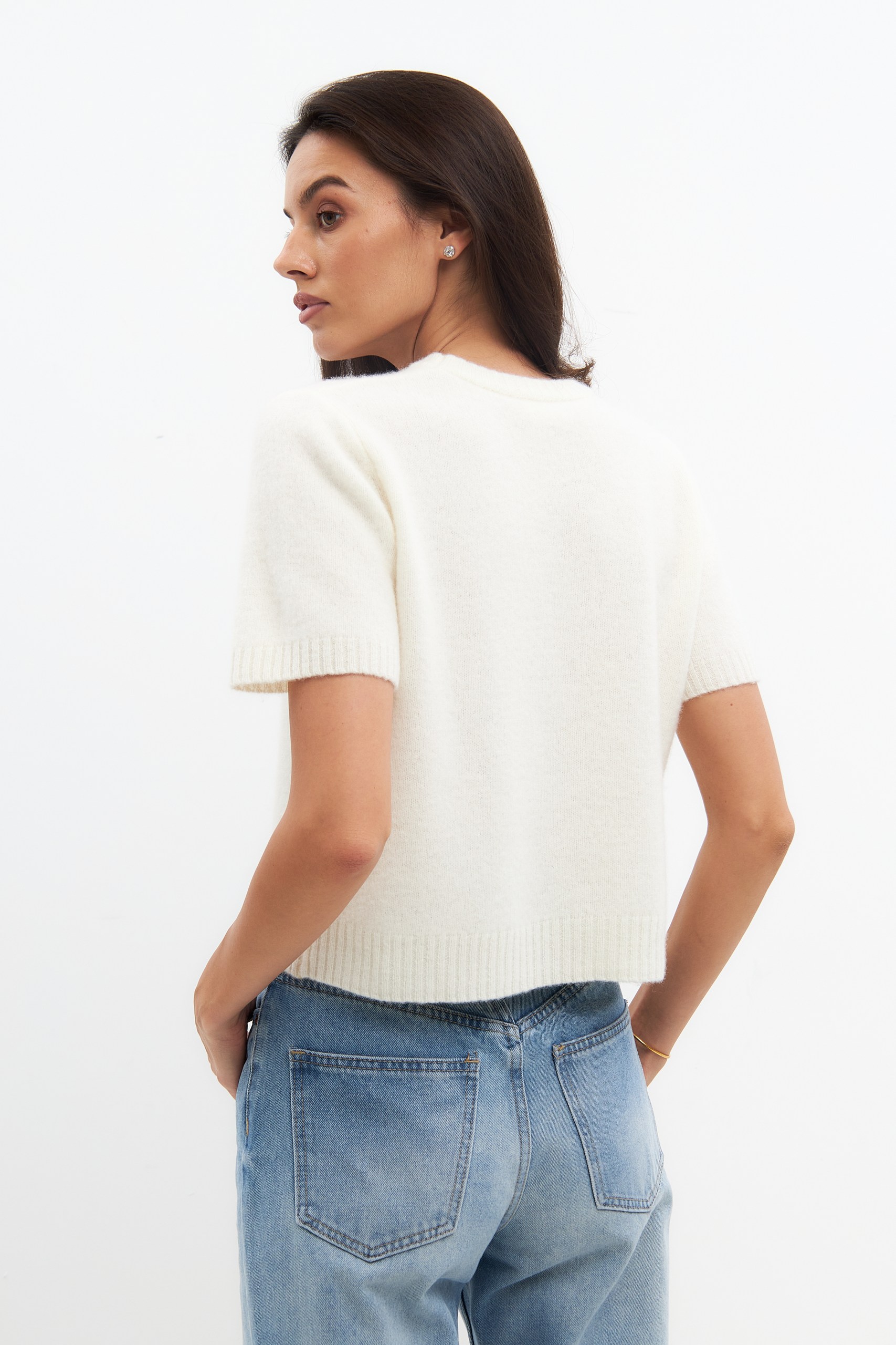 Джемпер с коротким рукавом из шерсти