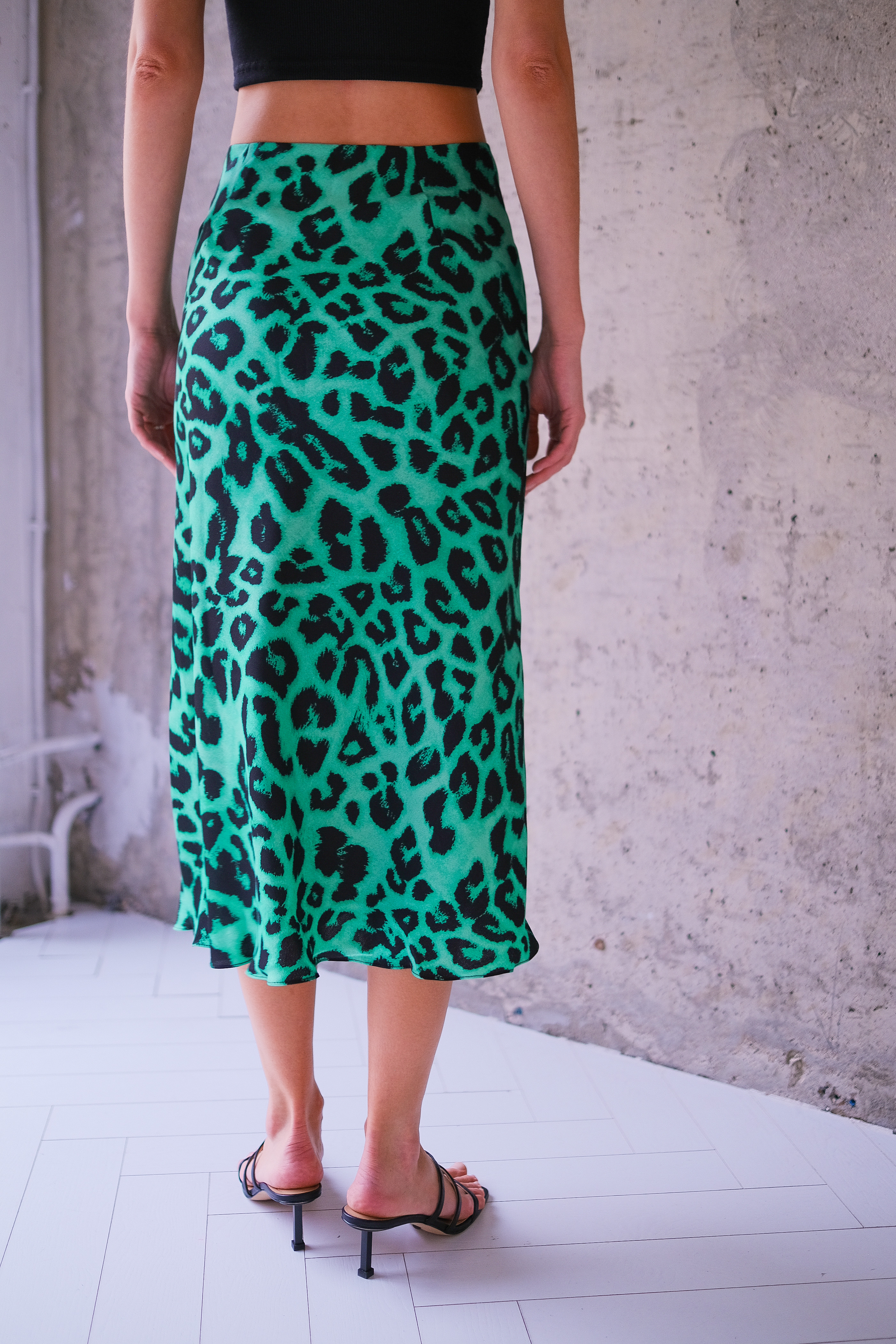 Юбка зеленый леопард