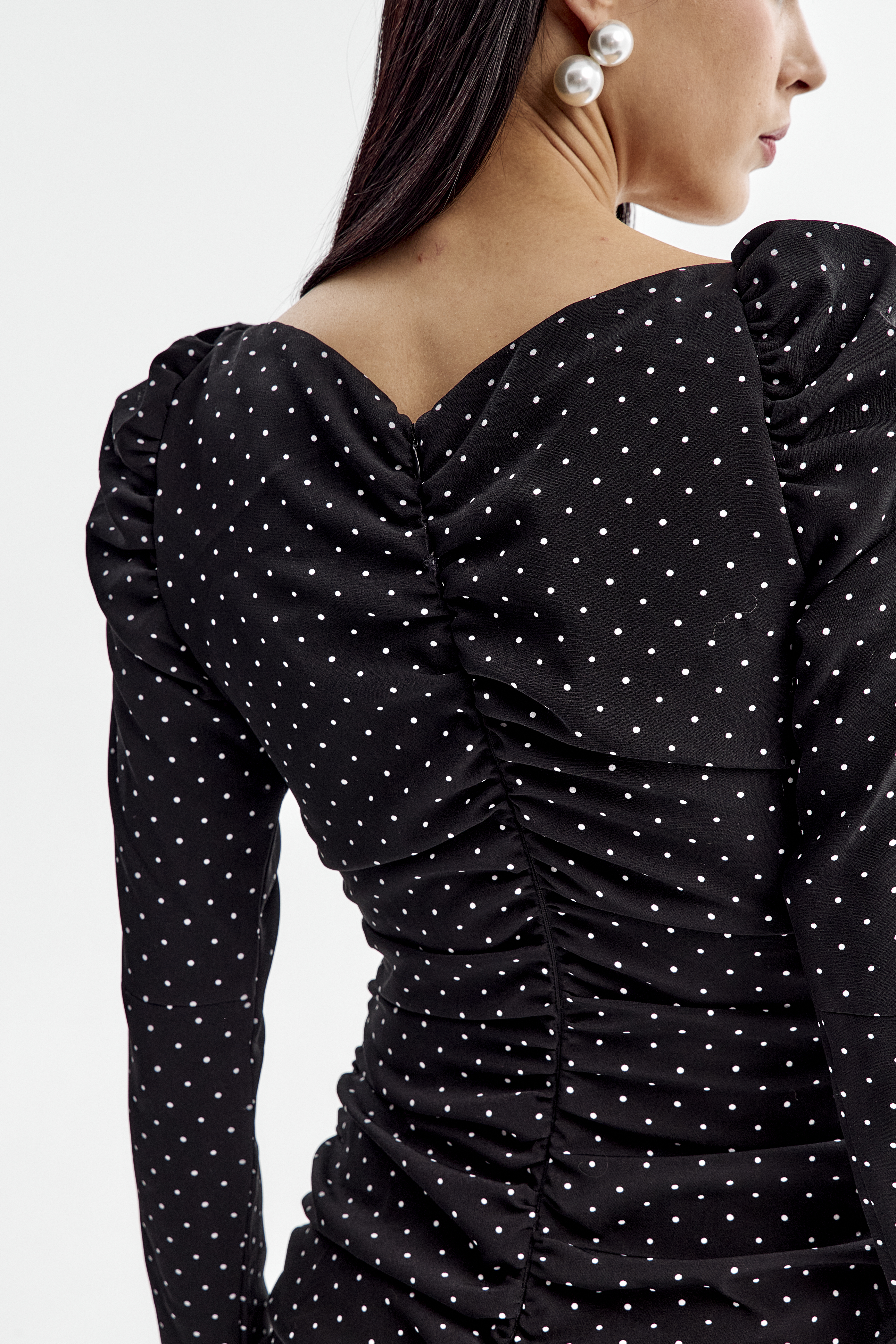 Платье мини драпированное