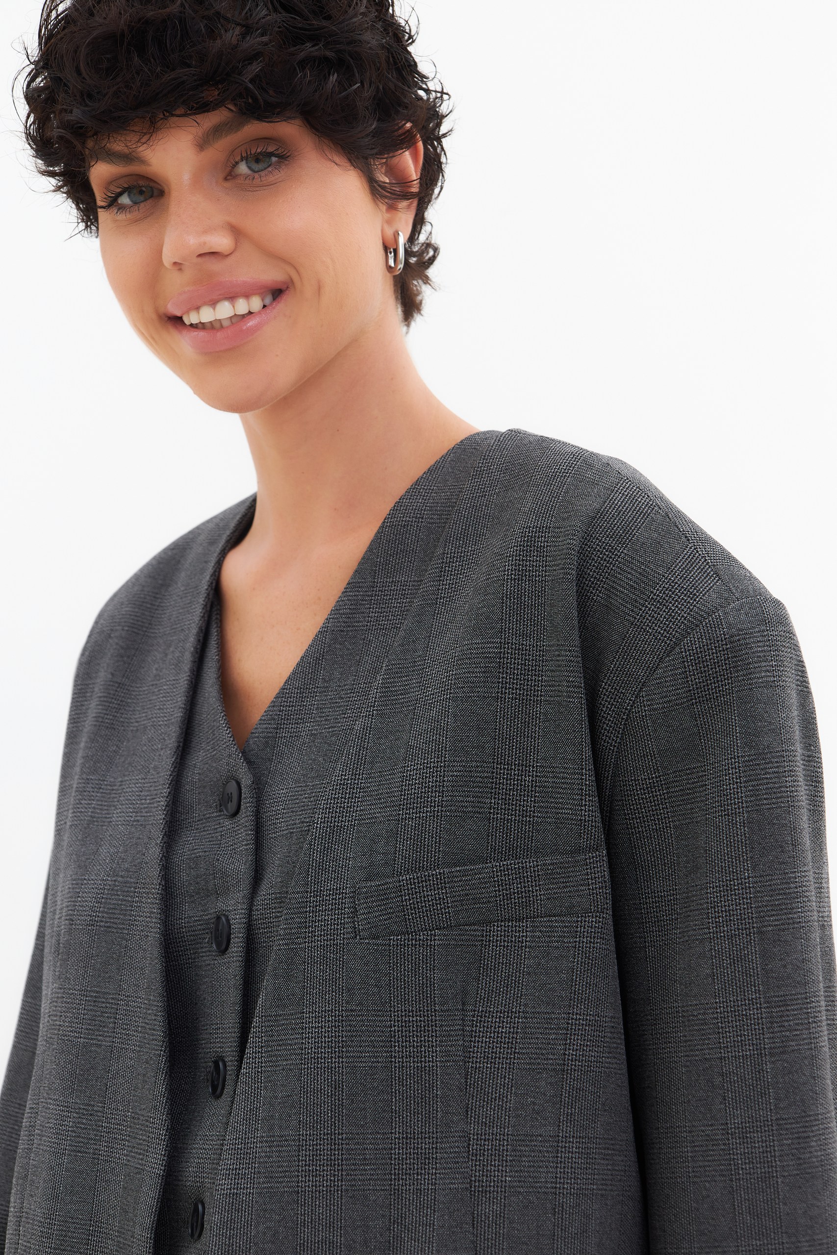 Жакет оверсайз без лацканов 