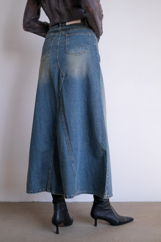 Юбка макси деним расклешенная