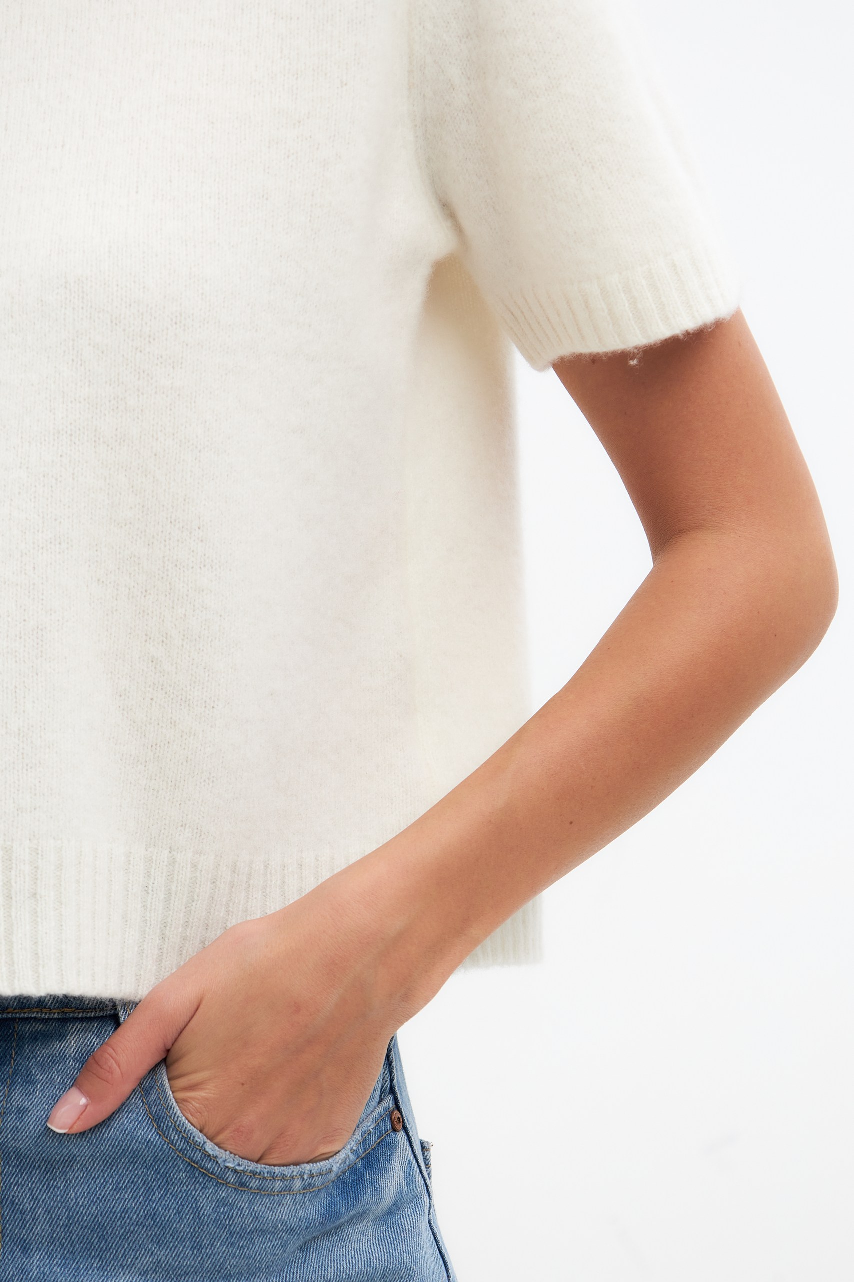 Джемпер с коротким рукавом из шерсти