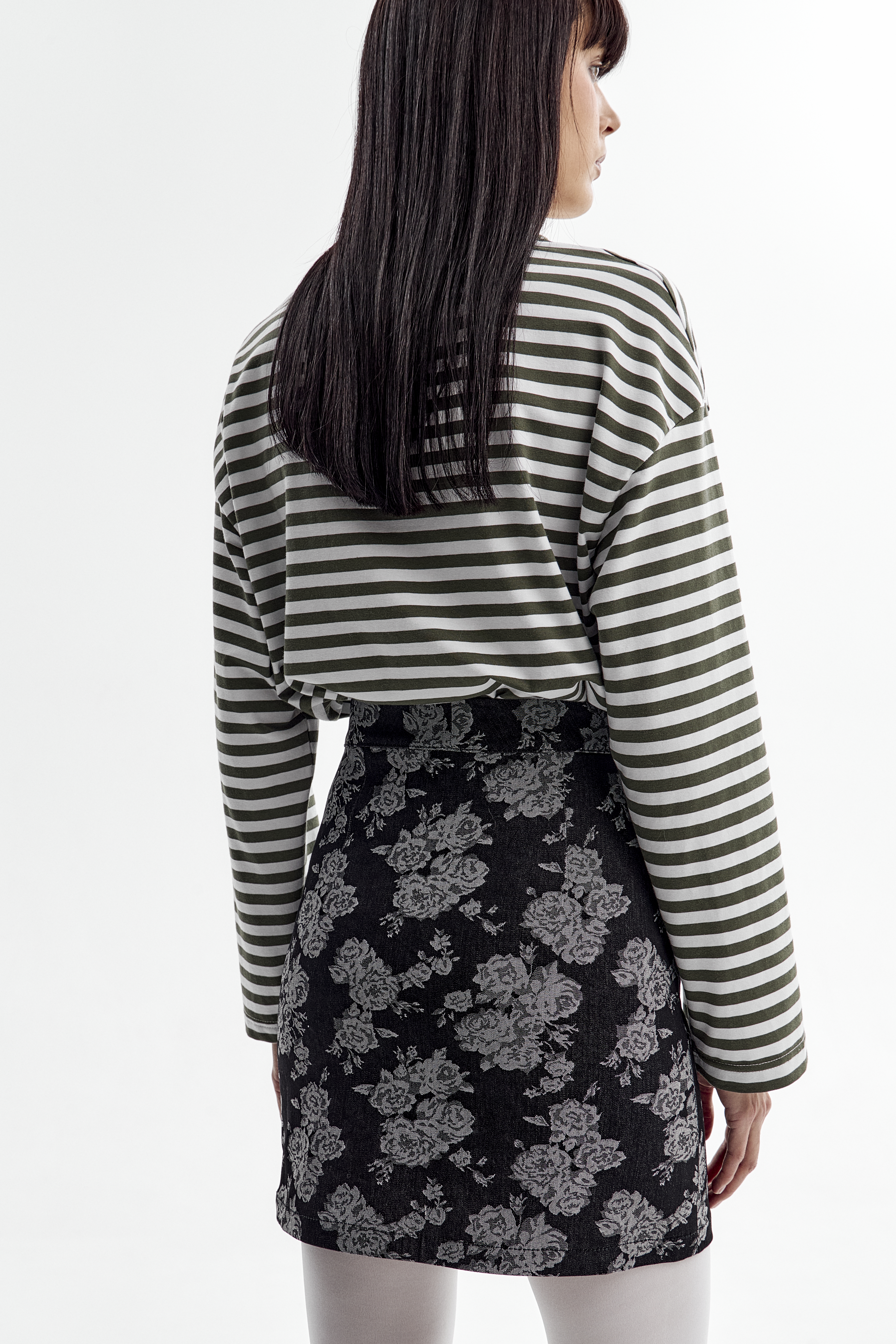 Юбка деним мини принт цветы