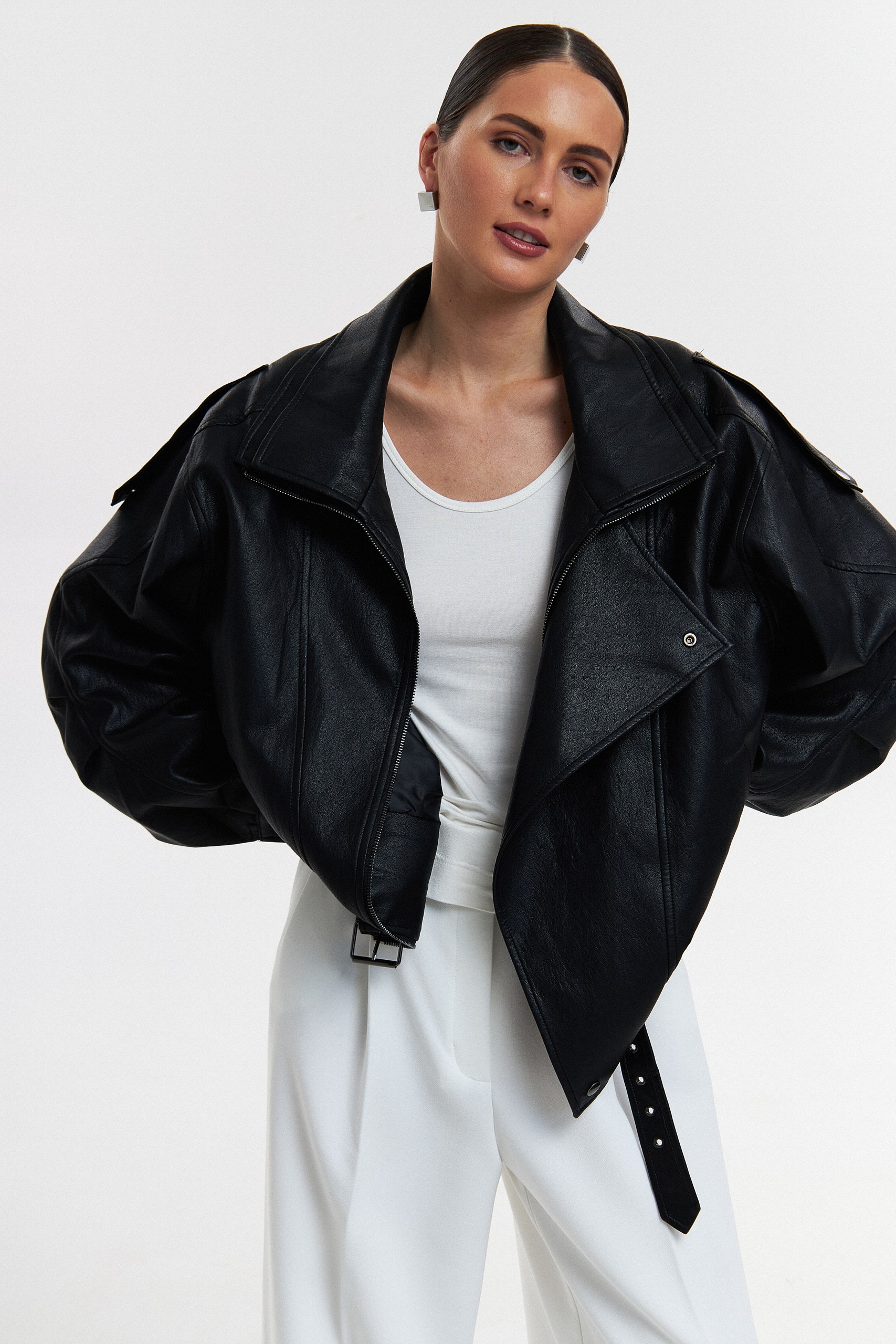 Куртка oversize из эко кожи
