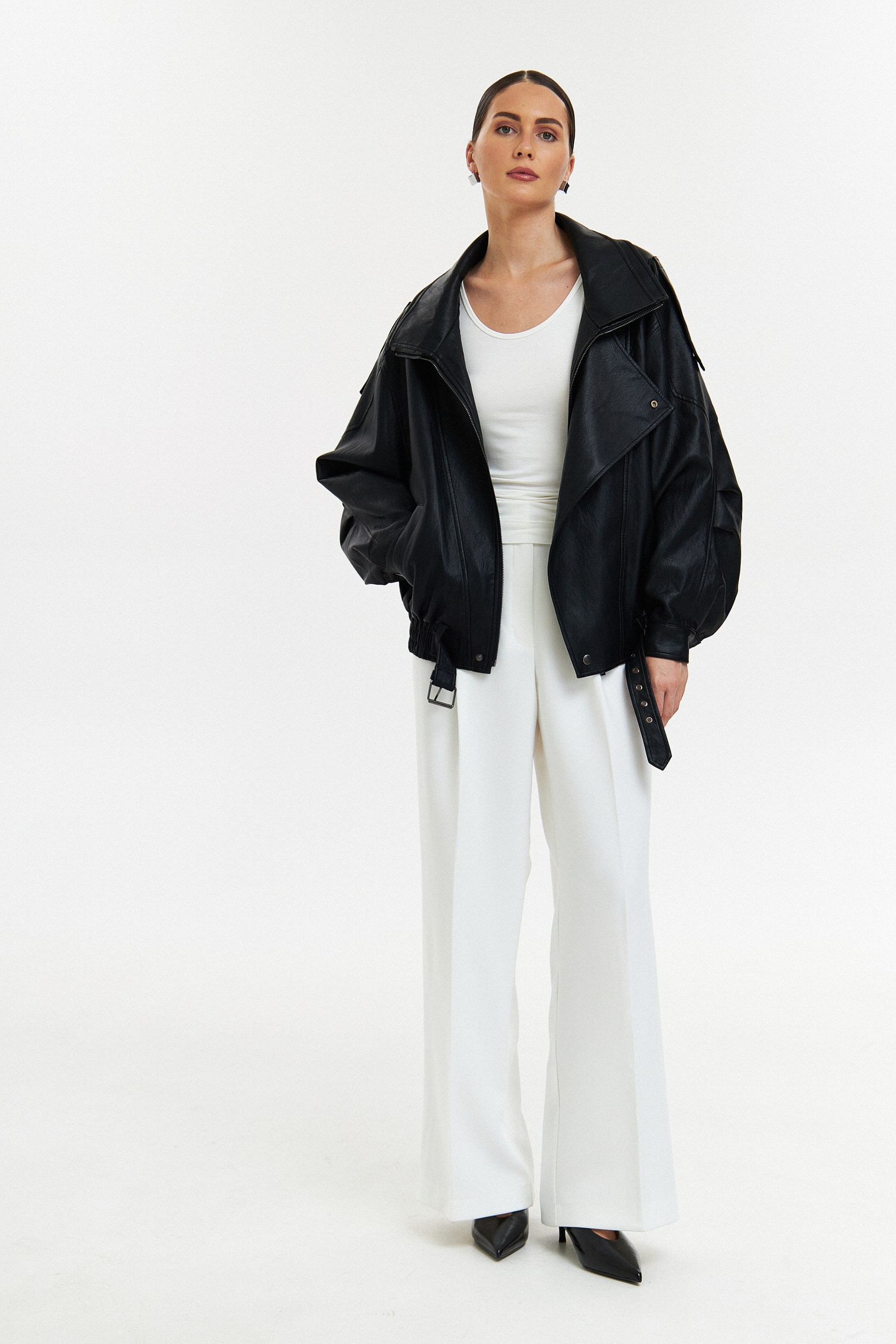 Куртка oversize из эко кожи