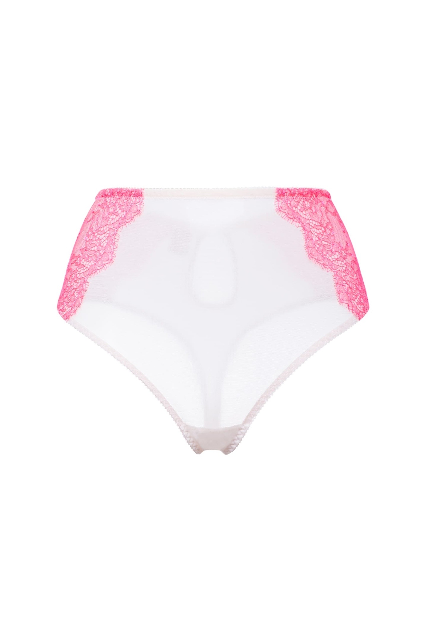 Трусики из сеточки и кружева высокие розовые
