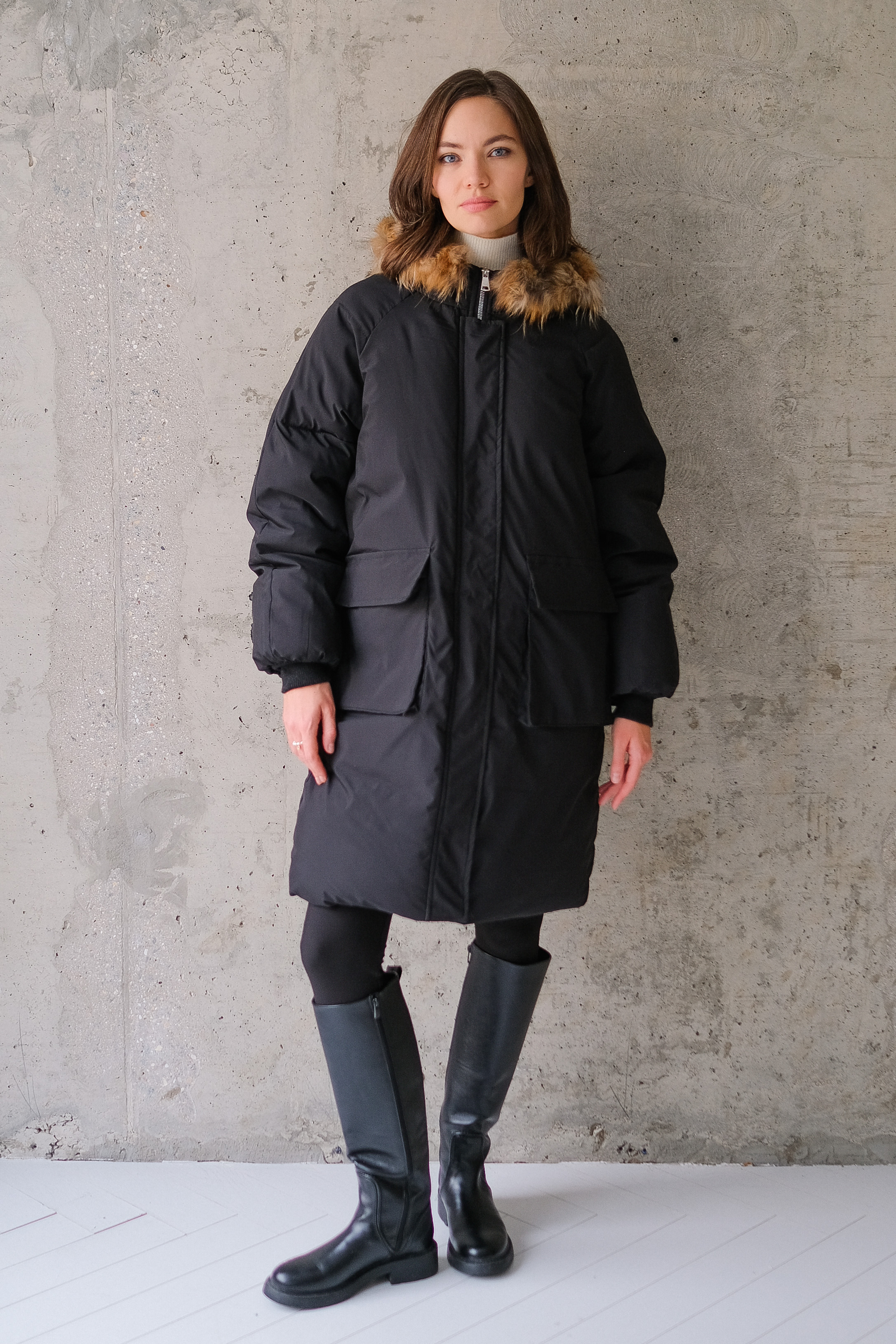 Куртка удлиненная с капюшоном 