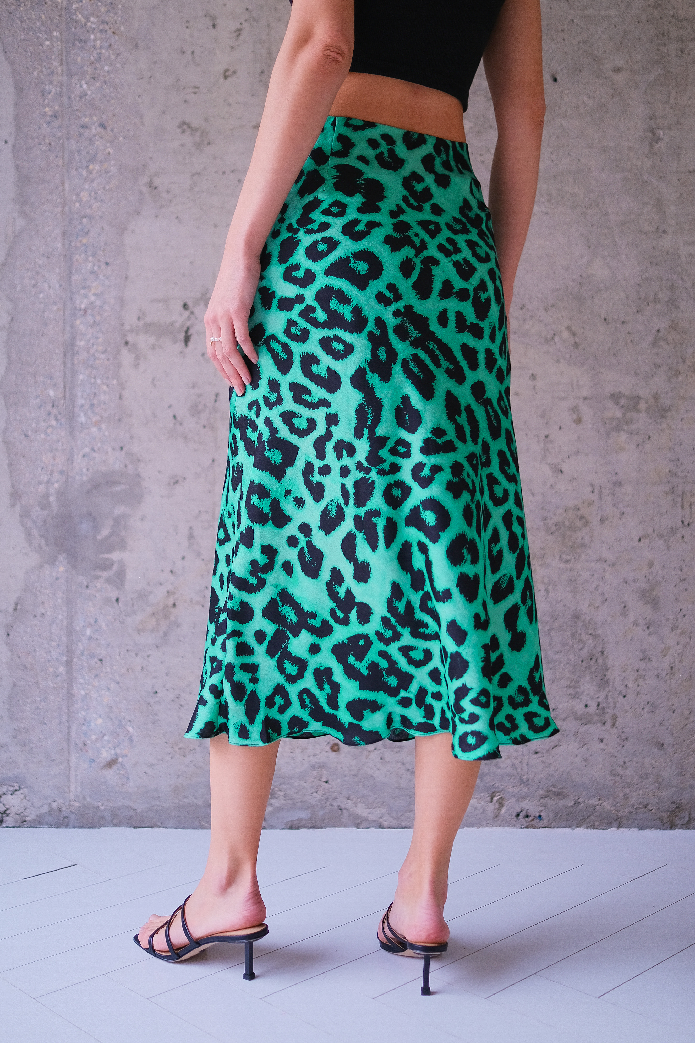 Юбка зеленый леопард