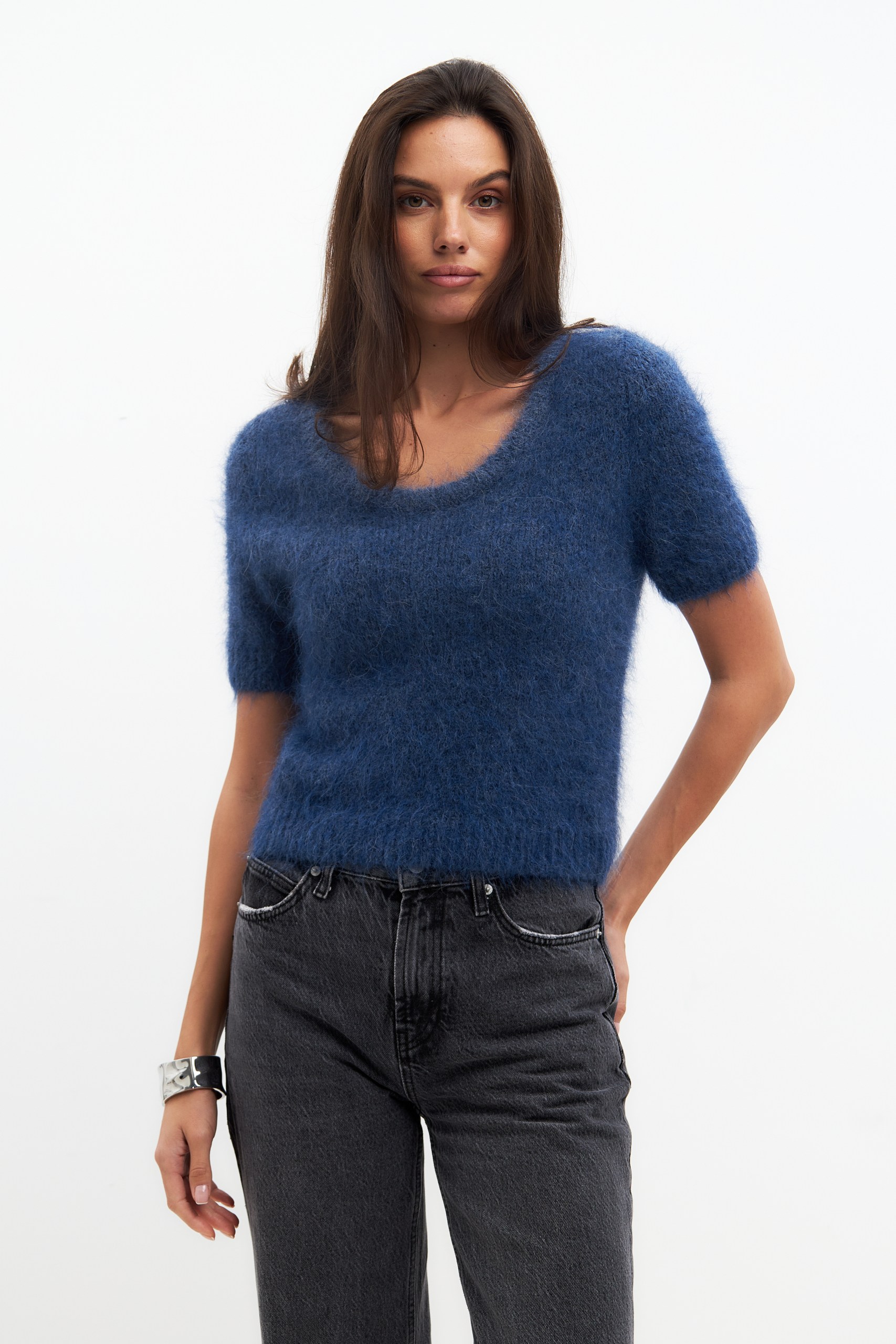 Джемпер с коротким рукавом из ангоры