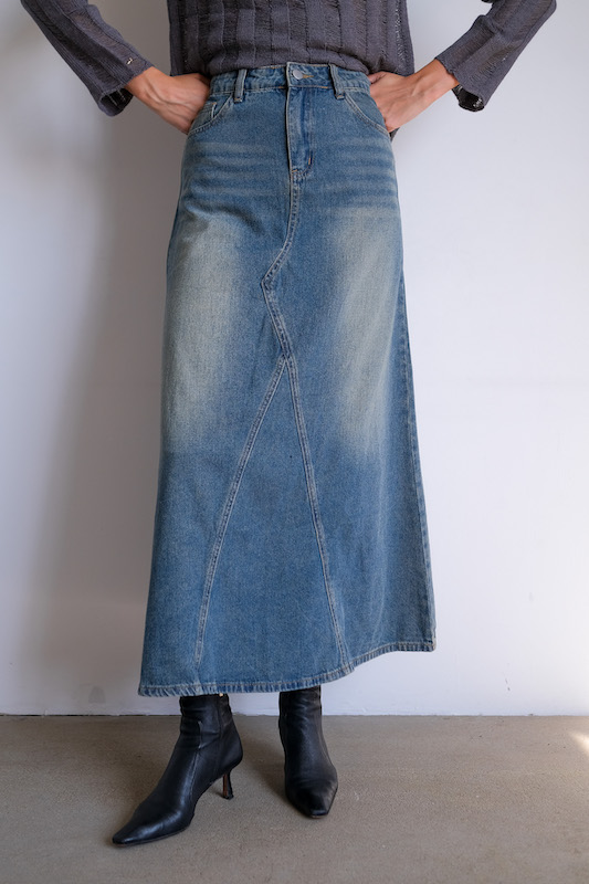 Юбка макси деним расклешенная