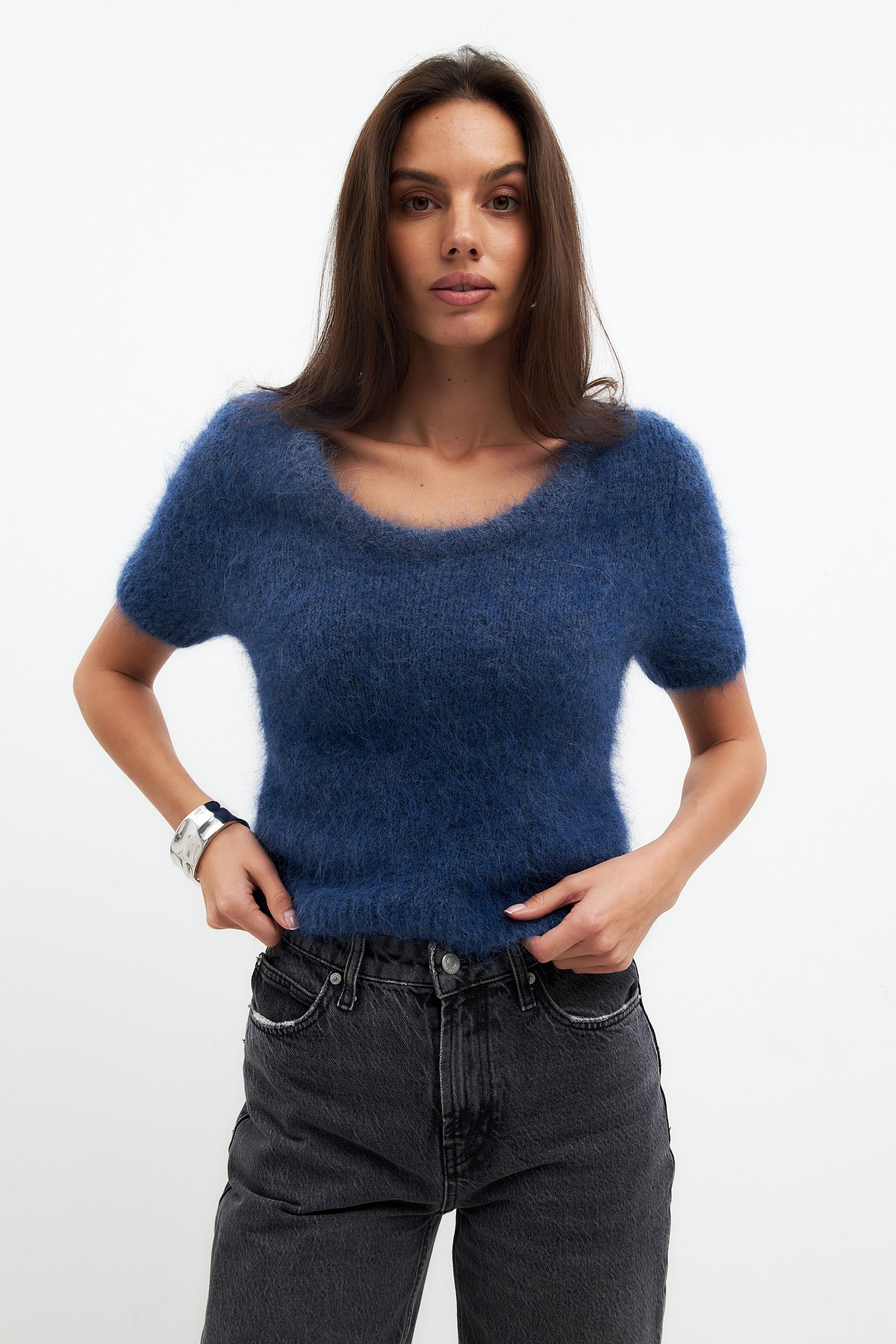 Джемпер с коротким рукавом из ангоры