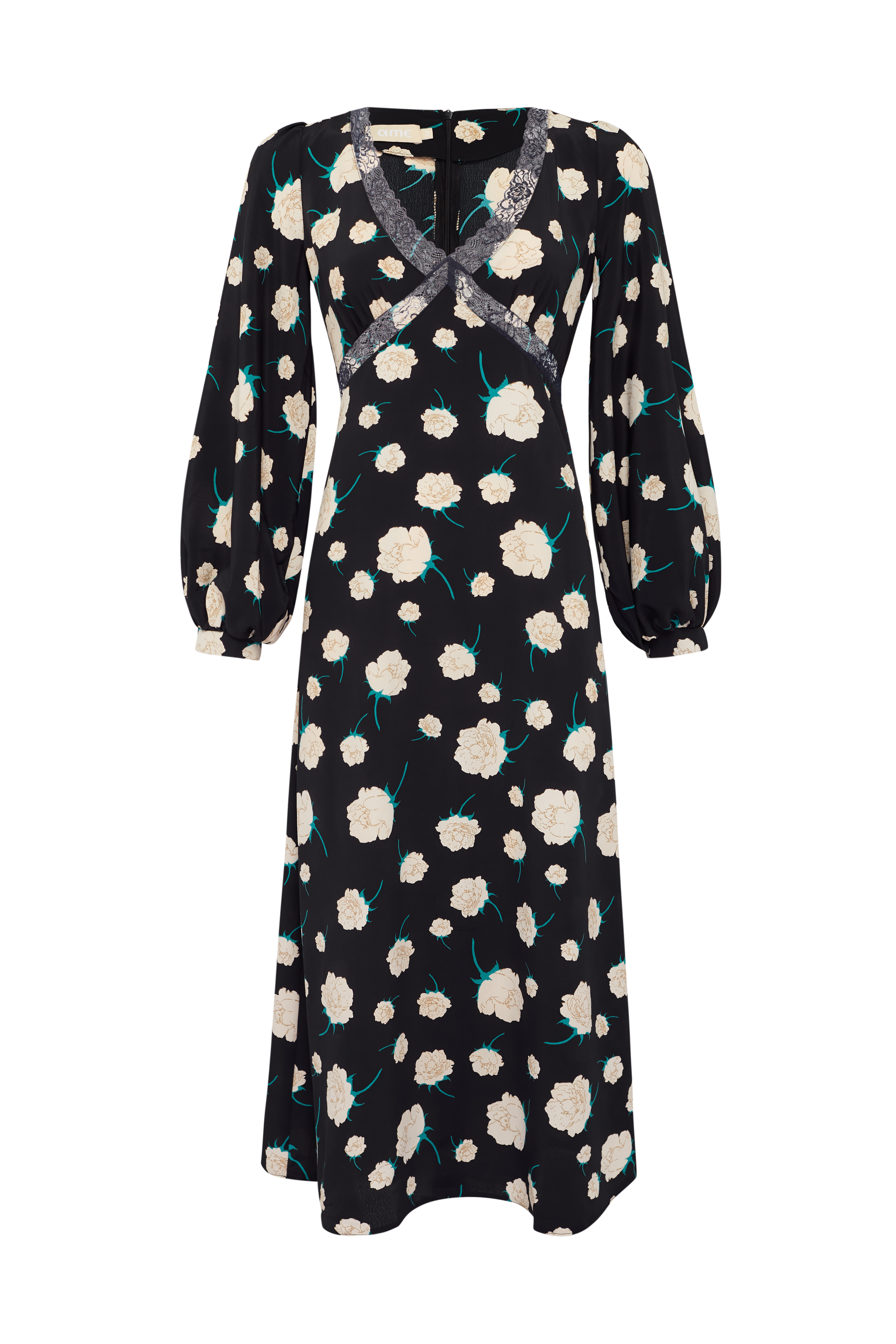 Платье принт белые цветы