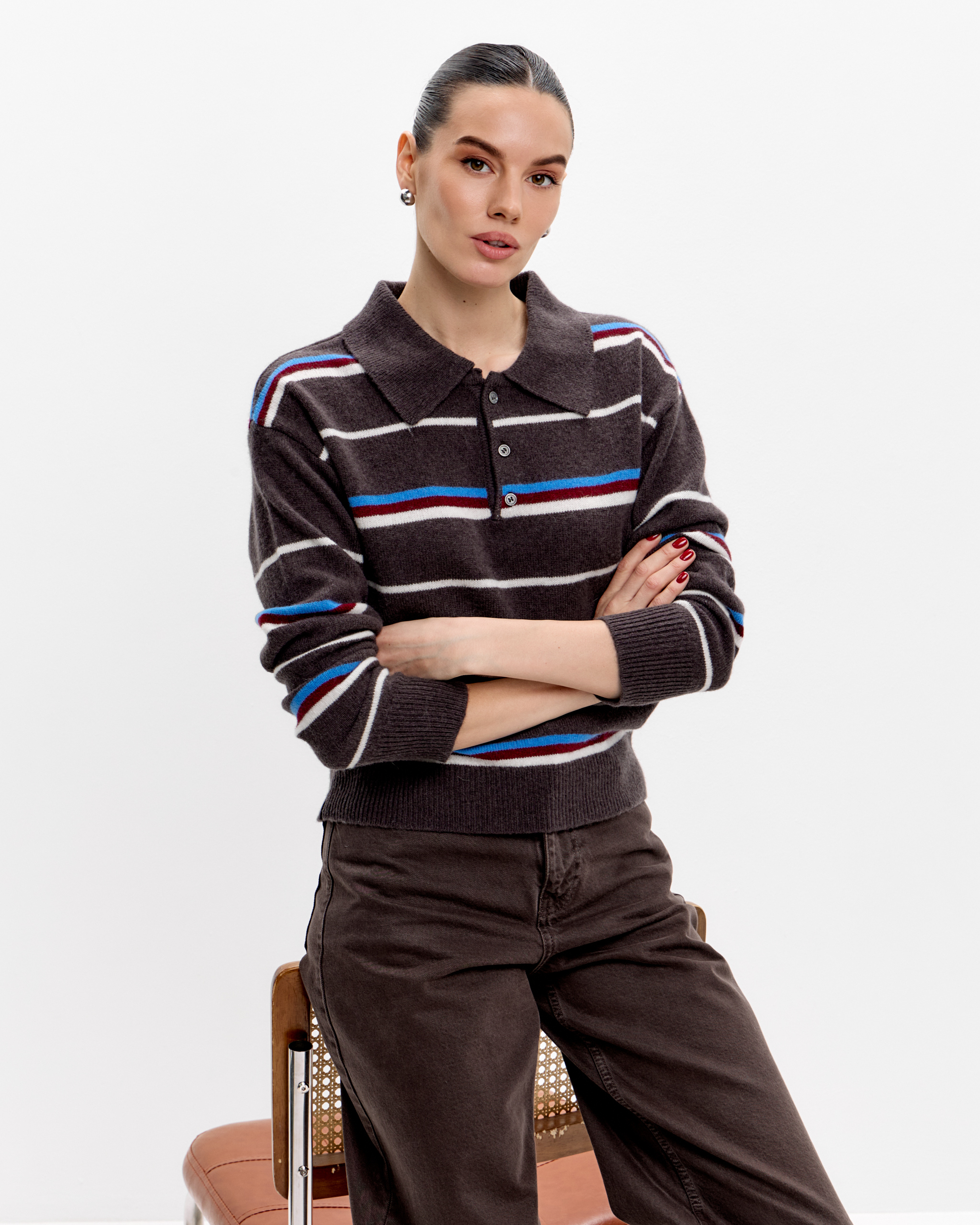 Поло трикотажное в полоску