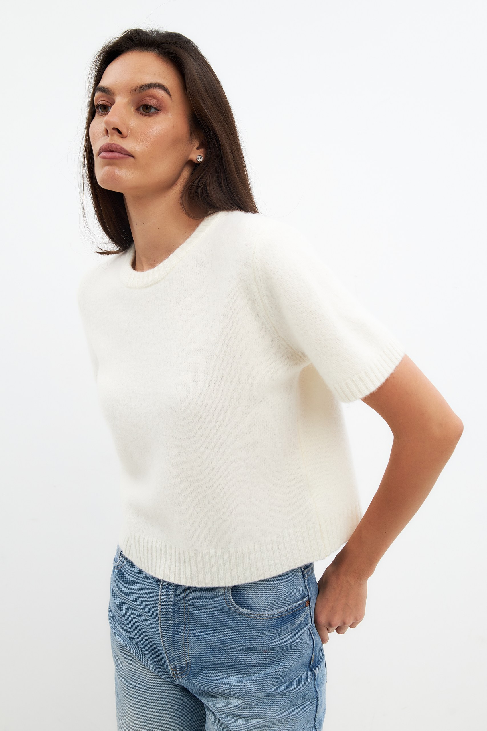 Джемпер с коротким рукавом из шерсти