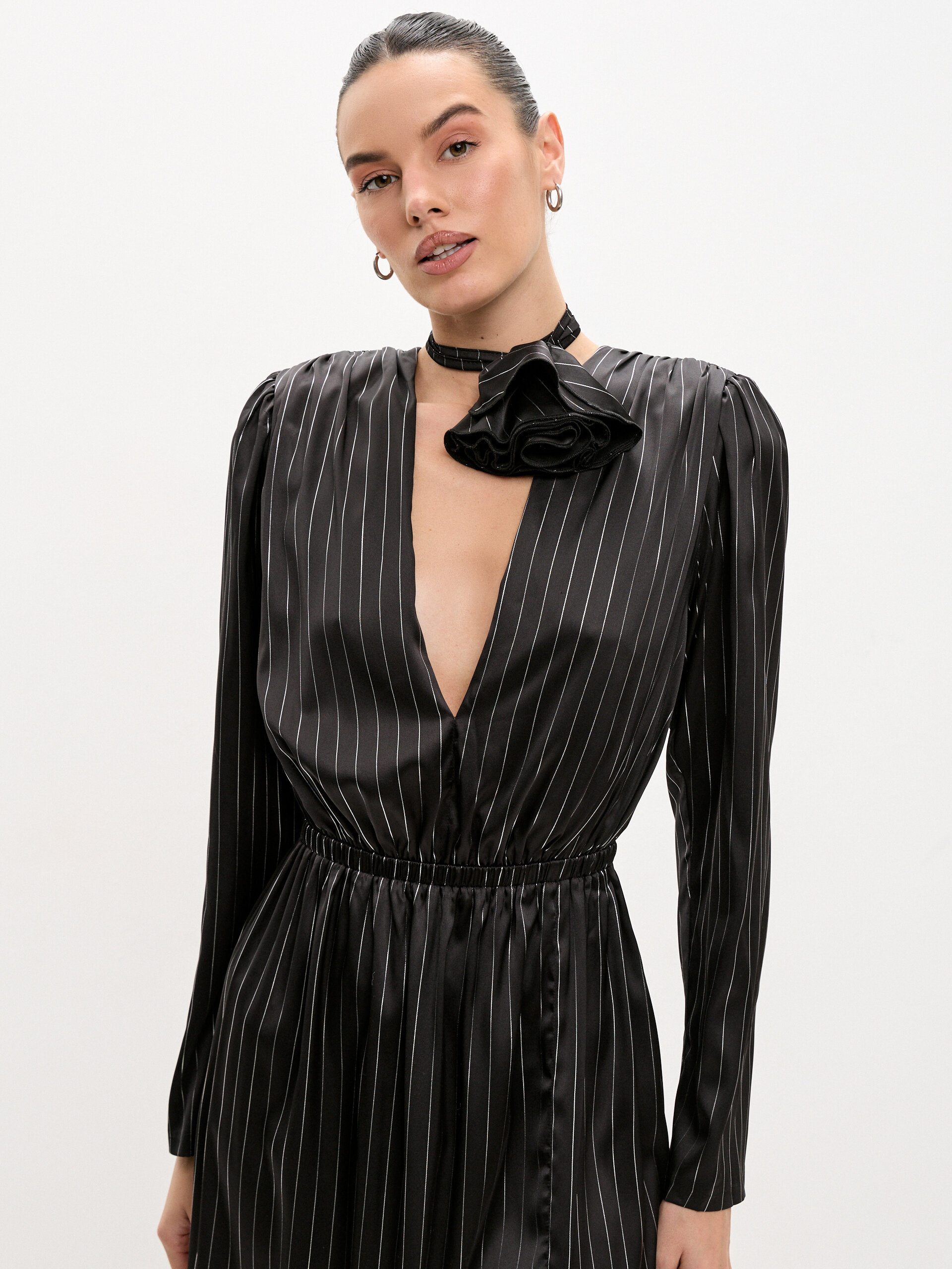 Платье миди в полоску