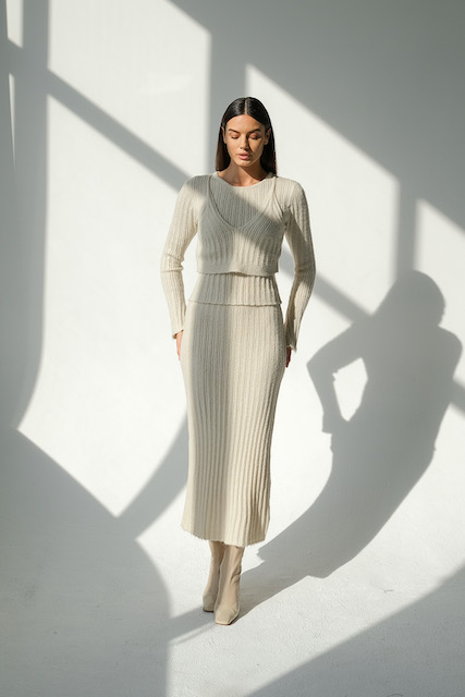  Топ трикотажный двойной молочный