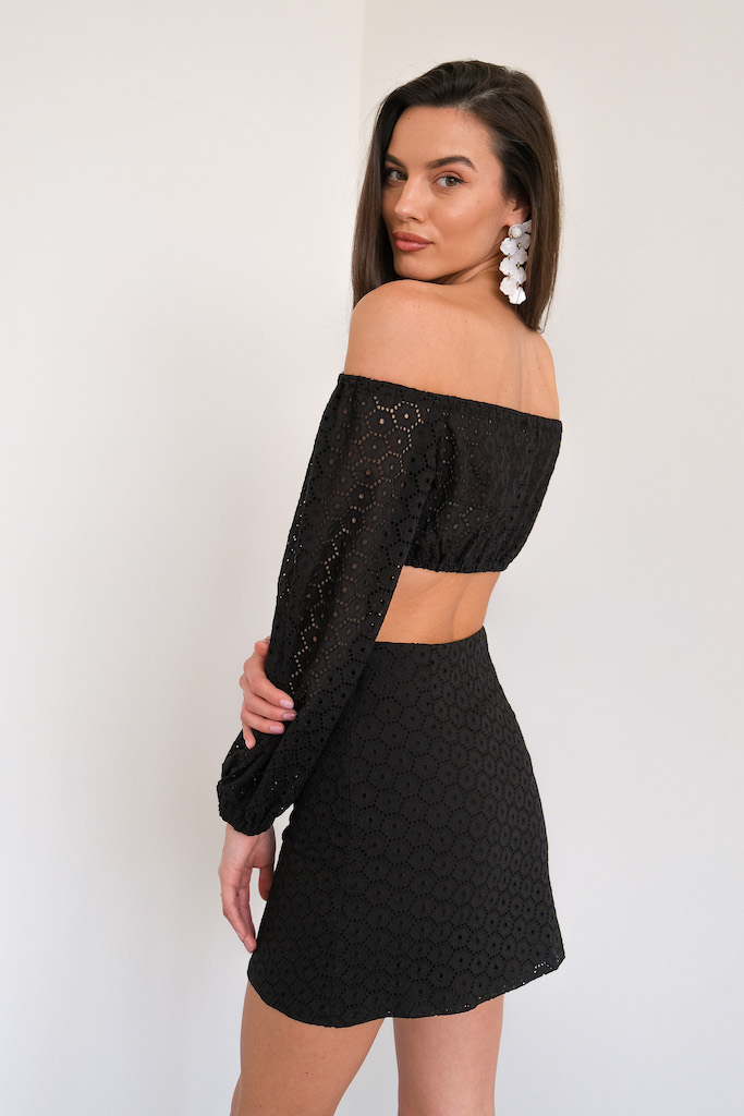 Юбка мини с узором из шитья 