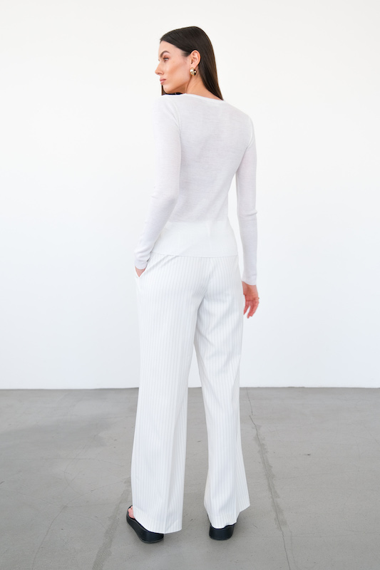  Брюки в полоску молочные