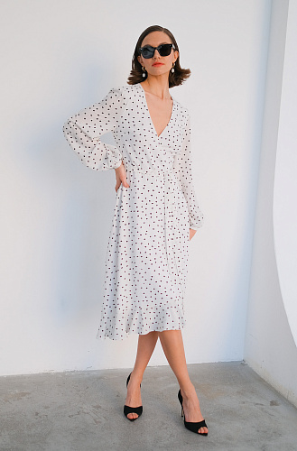 Платье на запах в горох 