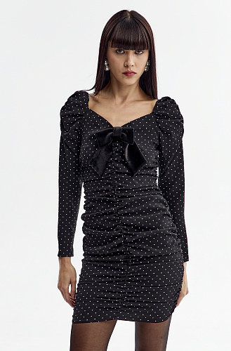 Платье мини драпированное