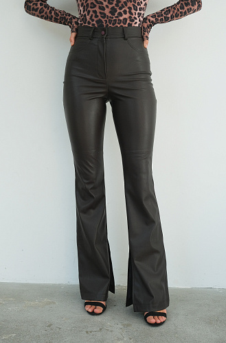 Брюки клеш эко кожа