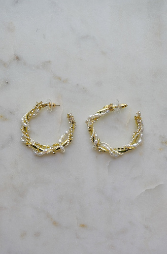 Серьги-полукольца с бисером