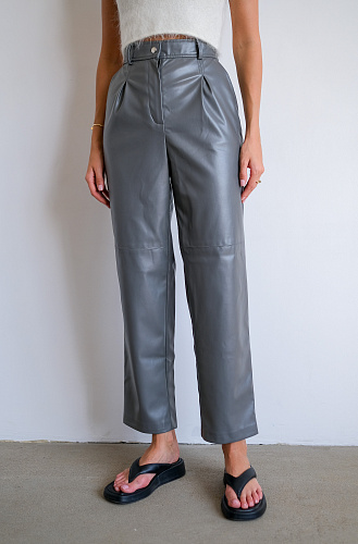Брюки эко кожа серые 