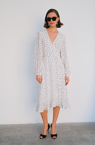 Платье на запах в горох 