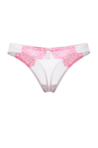 Стринги из сеточки с розовым кружевом