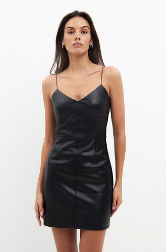 Платье мини из эко кожи 