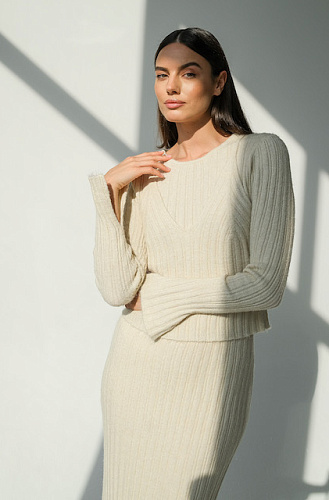  Топ трикотажный двойной молочный